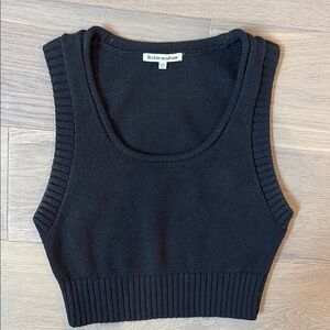 Reformation Black Ribbed Knit Crop Top